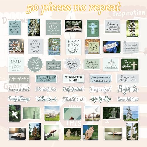 Prayer Board Stickers for Women, Green Bible Verse Decals for Journals - color: Green Aesthetic Prayer