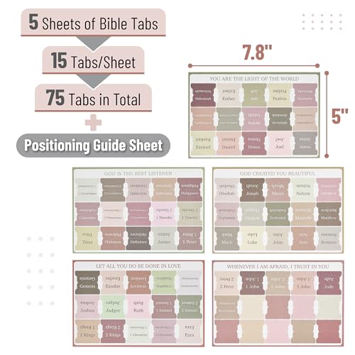 Mr. Pen- Bible Tabs, 75 Tabs, Laminated Bible Tabs for Women and Men - color: Boho 1