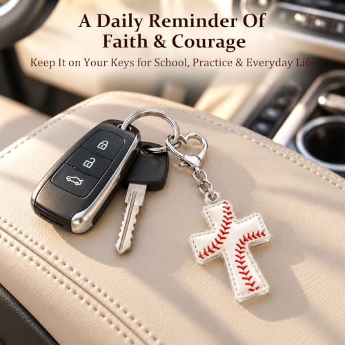 Sports Gifts for Teens, Acrylic Sports Cross Keychain with Prayer Card - color: Baseball