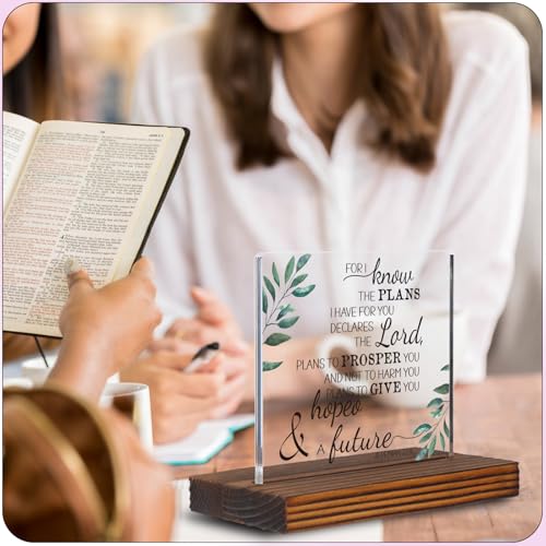 I Know the Plans I Have for You Bible Verses Plaques Jeremiah 29:11 Christian Clear Desk Decorative Sign for Home Office, Inspirational Positive Saying Quotes Signs Gifts for Family Friends EC120 - style: Jeremiah 29:11