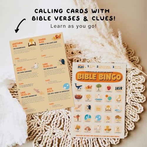 Markt Bible Bingo Game - Bible Games for Adults and Family, Sunday School Crafts, Christian Games, Faith-Based Trivia Board Game and Church Classroom Resources - color: Bible Bingo