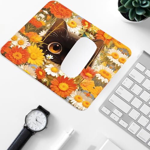 Black cat Square Mouse Pad with Non-Slip Rubber Base,Home Office Decoration Desktop Accessory, Laptop Mouse Pad for Office Laptops,9.4x7.8x0.12in 5 - color: Black cat 5