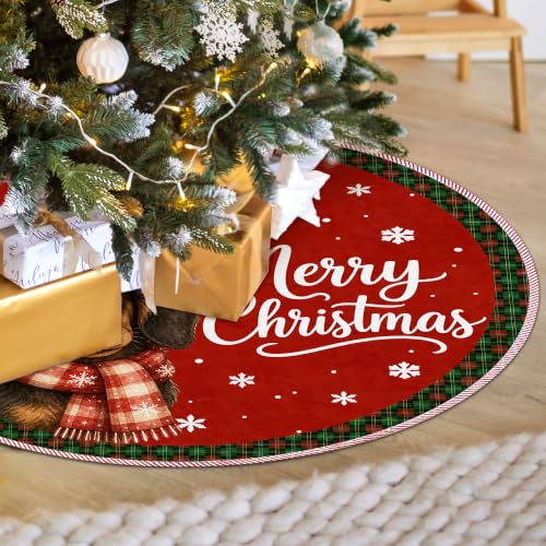 Red Dachshund Merry Christmas Tree Skirt, Dog Xmas Tree Skirt 520XW-TS - color: Dog-3