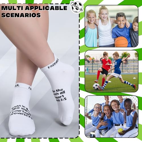 Janmercy 6 Pairs Christian Ankle Socks Fit Us Size 6-13 - color: White