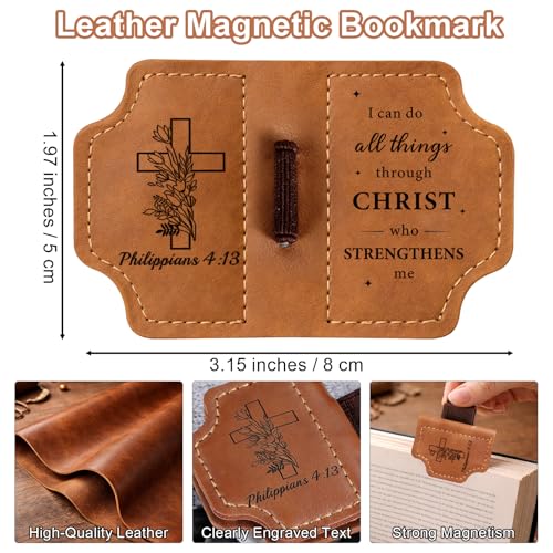 Book Accessories for Reading Lovers, Easter Basket Stuffers Bible Bookmark for Women, Baptism Gifts for Girl Boys, Christian Leather Magnetic Book Marks Religious Confirmation Communion