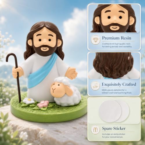 Yelakey Jesus Dashboard Good Shepherd Statue 3 Inch Resin Car Decor