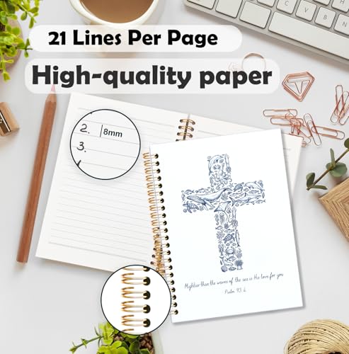 BNHJKFQZ Blue Coastal Beach Cross Christian Spiral Journal Notebook for Women Men, Psalm 93:4 Bible Verse Hardcover Notebook for Work Note Taking, Ocean Sea Life Religious Journals for Writing - color: Bible-Beach Cross