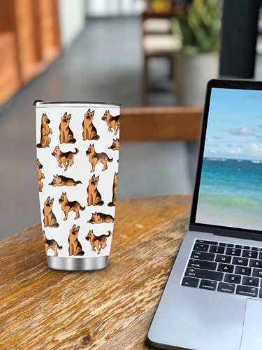 WIRESTER 20 OZ Stainless Steel Tumbler With Lid, Double Wall Vacuum Insulated Tumbler, Coffee Travel Mug Cup for Hot Cold Drinks - German Shepherd Funny Playful Postures - color: German Shepherd Funny Playful Postures