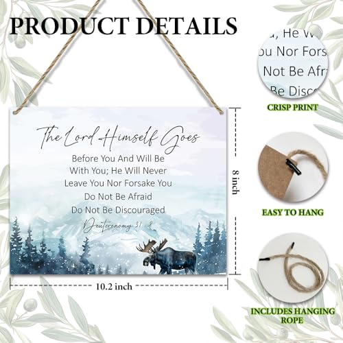 Watercolor Christian Wooden Hanging Sign Bible Verse Wall Decor for Home Office Gifts for Christmas Winter Rustic Religious Hanging Door Wall Signs Inspirational Wall Quote Sign 10x8 inches - JZ028 - color: snow 01