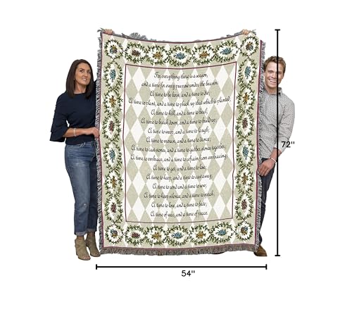 Pure Country Weavers Every Season Blanket - Scriptures Ecclesiastes 3:1-8 - Religious Gift Tapestry Throw Woven from Cotton - Made in the USA (72x54) - color: Ecclesiastes 3:1-8, size: 72" x 54"