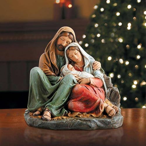 Avalon Gallery Christmas Figurines - Joseph and Mary with Jesus Tabletop Centerpiece Nativity Figurine, 6-Inch, Sleeping Holy Family
