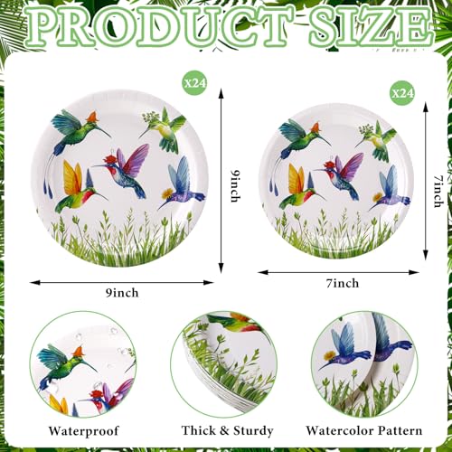 Funnymoom 48 Pcs Hummingbird Paper Plates Set, 9" 7" Disposable Plates - style: Hummingbird