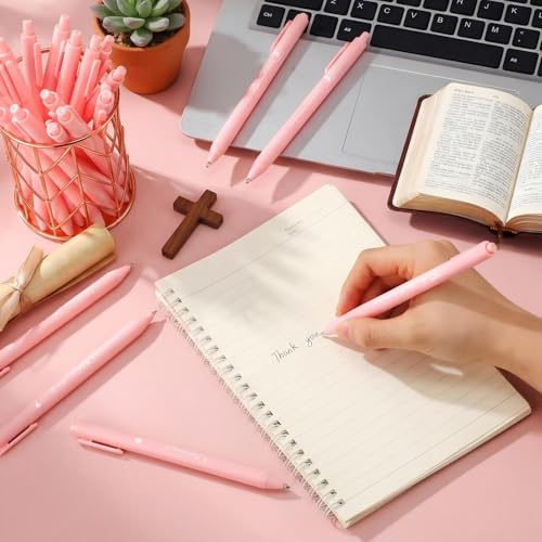 Sayglossy 100 Pcs Christian Spanish Ballpoint Pen Relgious Gift, Pink - color: Pink