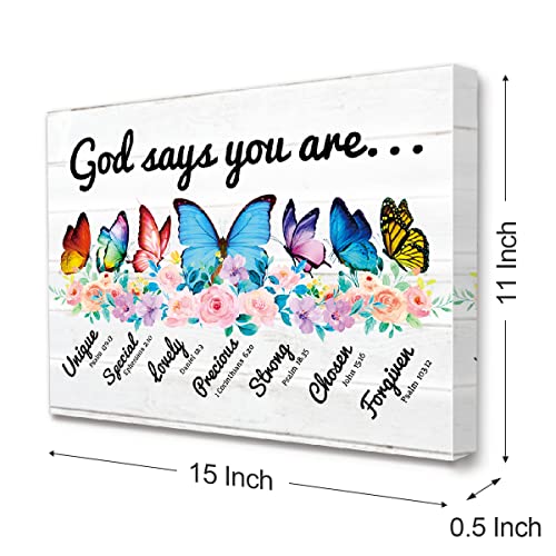 LISTNGBO God Says You are Framed Canvas Wall Art,12x15 In - color: God Says Butterfly
