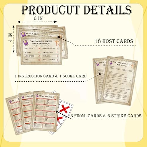 Bible Friendly Feud Game, Bible Trivia Games for Family, Religious Card Board Game, Trivia Games for Church Group Activity, Christian Community Party Supplies -A12