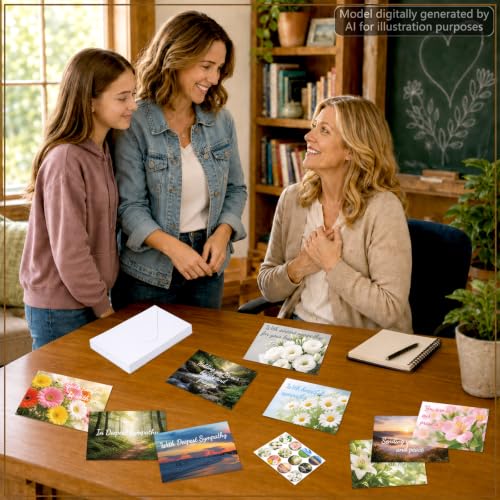 OBUSATT 48Pack Christian Sympathy Cards with Envelop Floral Religious Card