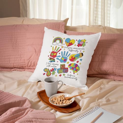 QIYUHOY Autism Awareness Mental Health Throw Pillow Covers, 18x18 Inch - color: 008-motivational