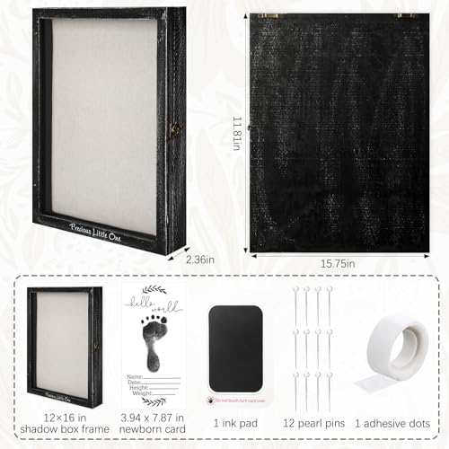 Jetec 12 x 16 Baby Shower Shadow Box Keepsake Frame, Black - color: Black