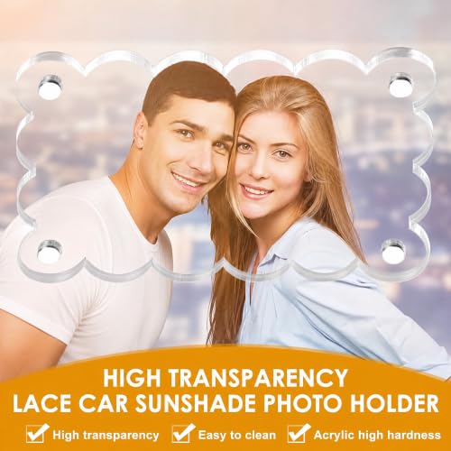 2 Pcs Car Visor Photo Clip,Acrylic Transparent Sunshade Picture Frame
