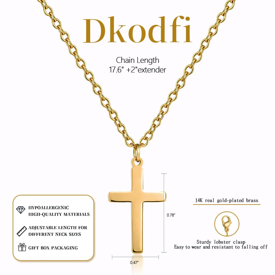 Cross Necklace for Women - Dainty 14K Gold Silver Plated Cross Necklace Choker Jewelry Cute Simple Small Trendy Non Tarnish Waterproof Faith Religious Jewelry Gift for Teenage - style: 08-Cross-Gold