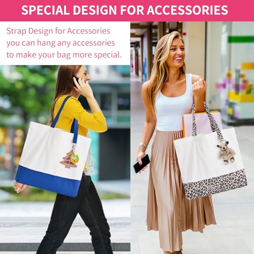 6-Pack Canvas Tote Bags with Zipper, Large Grocery Tote, Multicolour - color: Multicolour/White
