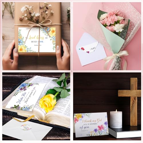 24 Pack Christian Thank You Appreciation Cards, Flower - style: Flower