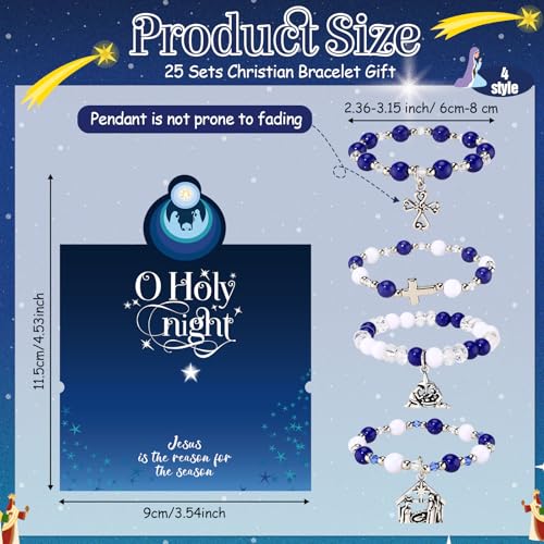 Quelay 20 Set Christmas Nativity Christian Gift Cross Scene Beaded Bracelet