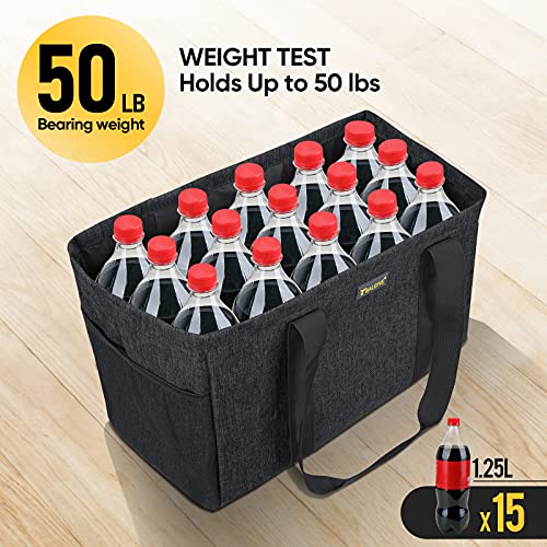 BALEINE Soft 9 Gallon Extra Large Utility Tote, Foldable Reusable Storage Bag (Charcoal Black) (Pack of 2) - color: Charcoal Black, size: 2-Pack