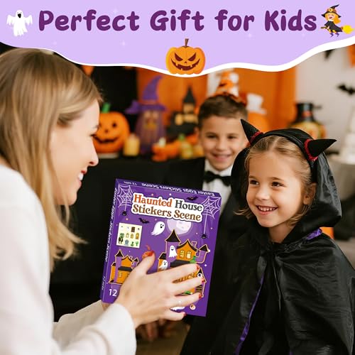 CY2SIDE Halloween Haunted House Scene Sticker - 12 Set Halloween Ghost Sticker for School Rewards, Haunted House Scene for Classroom Activities - style: Haunted house