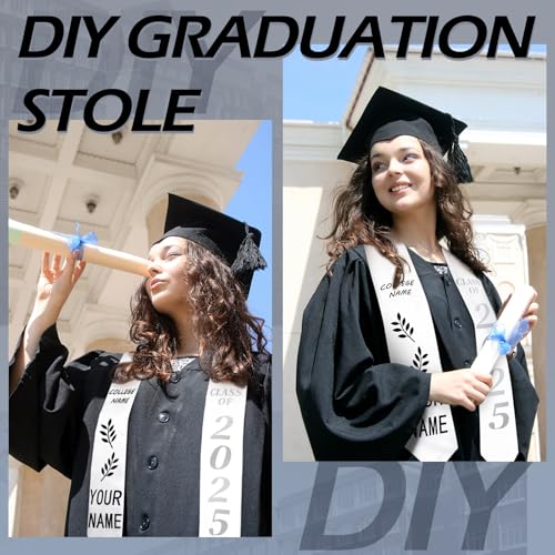 Geyoga 24 Pcs Graduation Stole Bulk Sublimation Blank 70 in - color: White