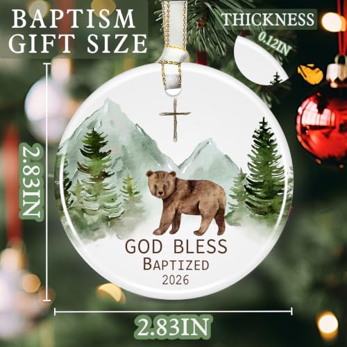 Baptism Gifts for Boys, God Bless Cross Ornament - color: Color1