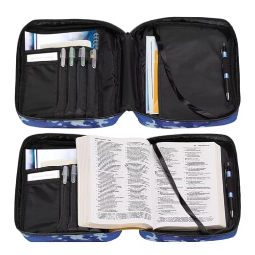 Coldinair Camo Bible Cover Case for Boy,Bible Bags Book Covers Kids Scripture Carrying Case with Handle and Pocket,Bible Book Carrying Case Tote Handbag,Blue - color: Camo,blue