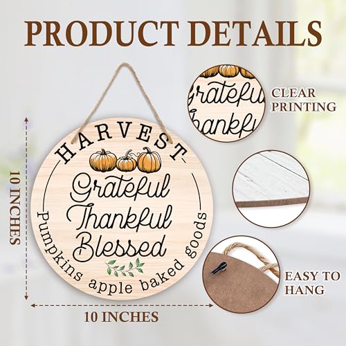 Welcome Sign For Front Door, Grateful Thankful Blessed Sign, Thanksgiving Gifts, Autumn Pumpkin Wooden Sign House Decor, Fall Welcome Door Sign, Farmhouse Front Door Porch Outdoor Hanging Sign -32 - style: Autumn Pumpkin 01