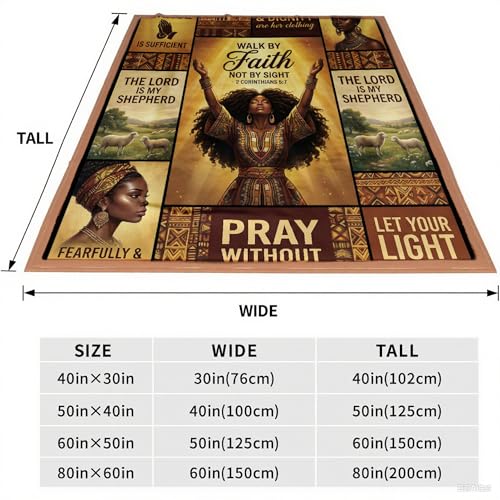 African American Black Girl Women Blanket - Christian Birthday Gifts Blanket- Inspirational Flannel Religious Spiritual Throw Blanket Home Decor 50x60inch - color: Hrmt8