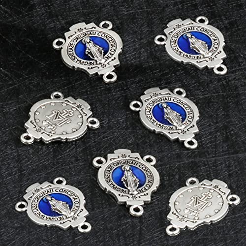 COTTVOTT St Benedict,Our Lady of Guadalupe Medal for DIY Jewelry Making,Virgin Mary Christ Jesus Rosary Center Connection Part - color: 30pcs-Blue Virgin Mary Medal