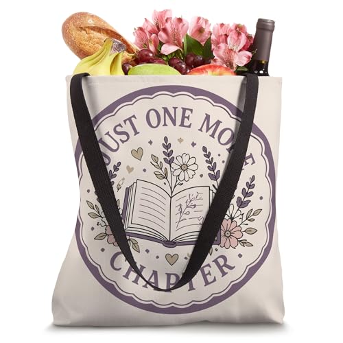 Just One More Chapter Christian Reading Faith Floral Book Tote Bag