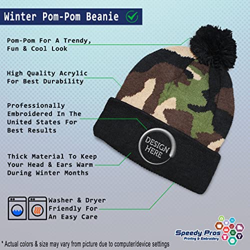Pom Pom Beanies for Women Faith Christian Cross Embroidery Skull Cap Winter Hats for Men Acrylic 1 Size - color: Camo Design Only