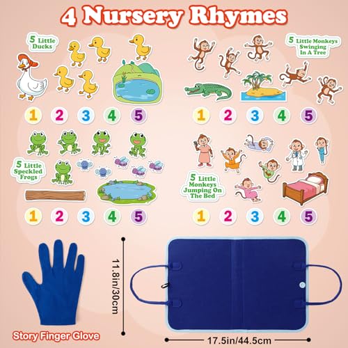 Aizweb Felt Board for Toddlers,Flannel Board Stories for Preschool Learning Activities,Kindergarten Classroom Must Haves,Five Little Monkeys,Five Little Ducks,Daycare Essentials - style: Animal Set