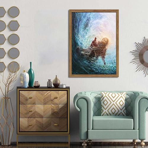 Wood Framed Jesus Christian Wall Art, Hand of God Canvas Paintings Posters Prints, Christ Religion Bible Jesus Salvation Wall Decor for Church Study Prayer Room Home Decoration 12x16 in - color: Wood Framed Hands of Jesus, size: 16"L x 12"W