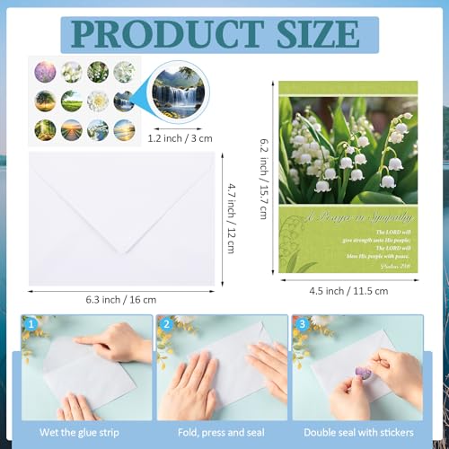 Motiskyy 24 Pack Religious Sympathy Cards with Envelopes Christian Sympathy Cards Bulk with Scripture Assorted Condolences Set for Express Your Prayer Condolences 4.5 x 6.2 inch