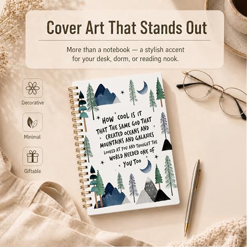 Inspirational Christian Spiral Notebook, How Cool Is It That the Same God Bible Verse Journal, Mountain Forest Religious Hardcover Lined Notebook Journal, 5.5x8.3 Inch - color: pattern-11