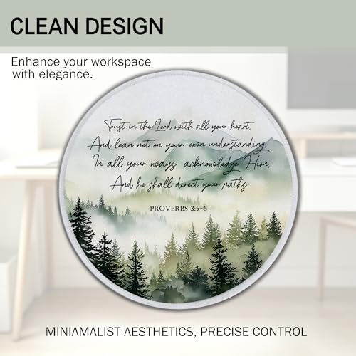 Christian Proverbs 3 5-6 Forest Mountains Small Round Mouse Pad 8.6x8.6in - color: Proverbs 3 5-6 Mouse Pad