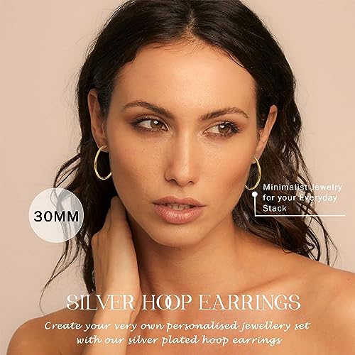 2MM Thin Gold Hoop Earrings Sterling Silver Post Hoop Earrings For Women Diamond-Cut Gold Hoops Earrings 14K Gold Plated Hoops Earrings Lightweight Hypoallergenic Oversize Gold Earrings For Women - color: Gold-30MM