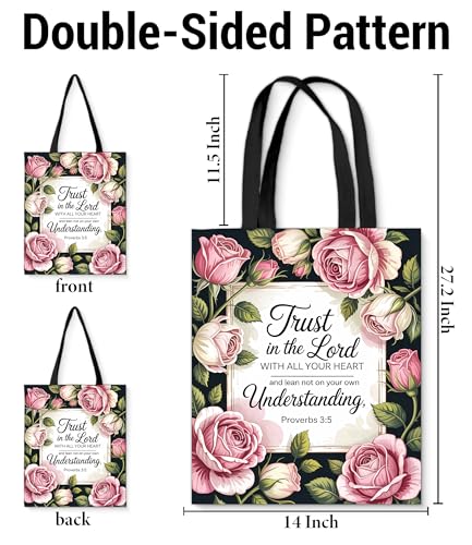 Aesthetic Canvas Tote Bag for Women Man,Christian Bible Verse Reusable Grocery Shoulder Bag for Shopping Work Travel - color: Christian001