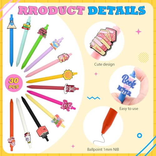 30 Pcs Bookish Ballpoint Pens Writing Pen Bulk Black Ink Pens Gifts for Book Lover Supplies Stationery Office Party Favors - color: Bookish-30P