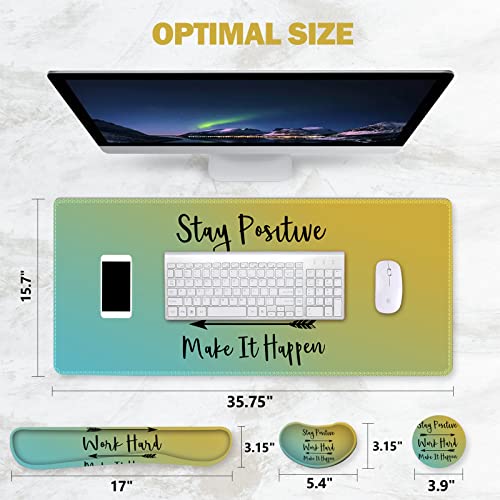 ToLuLu Extended Gaming Mouse Pad, Memory Foam Ergonomic Keyboard Mouse Wrist Rest Support Set, Large Desk Mat with Stitched Edges, Non-Slip Base Mousepad for Home Office Game, Inspirational Quotes - color: Inspirational Quotes