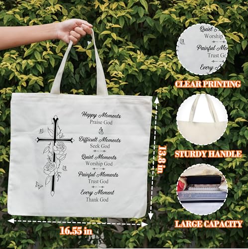 Inspirational Tote Bag For Women, Religious God Tote Bags, Christian Shoulder Bag, Inspirational Gift For Women Friends, Bible Verse Canvas Tote For Birthday Thanksgiving Christmas -89