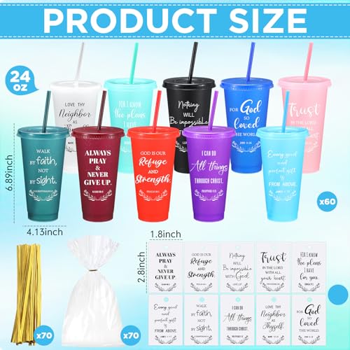 Skylety 60 Sets Christian Gift Tumblers Bulk with Straws Lids, Stylish - color: Stylish