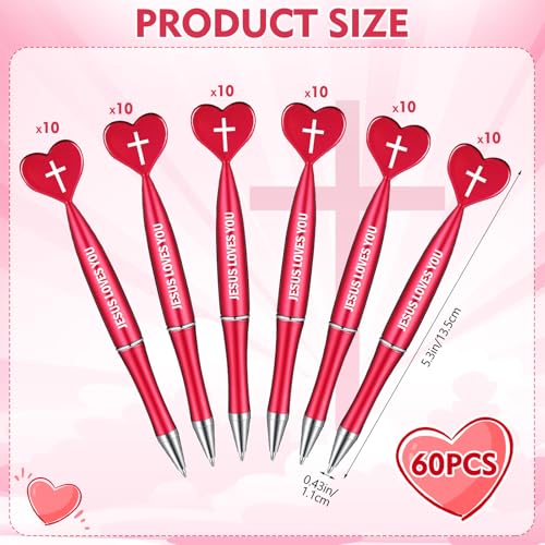 Sayglossy 60 Pcs Christian Jesus Loves You Pens Bulk, Red - color: Red