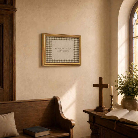 Christian Wall Art Bible Verse Wall Decor Lamentations 3:23 Canvas Art - color: Gold Framed-11, size: 12x16in